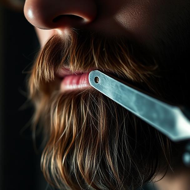 Beard line up with straight razor